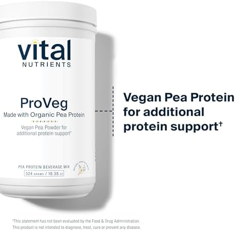 Vital Nutrients ProVeg Organic Pea Protein 524g - Vegan Pea Protein Powder - 23g Protein per Serving - Natural Vanilla Flavor - Gluten, Dairy