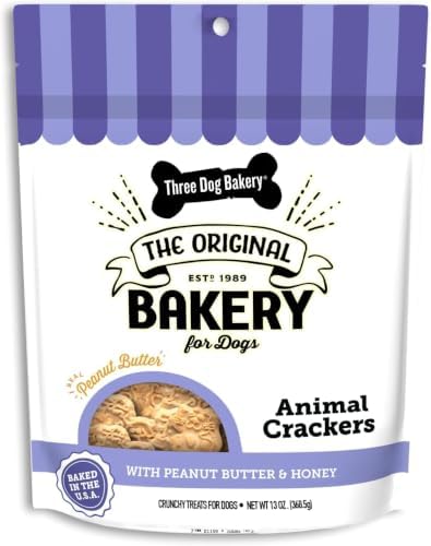 Three Dog Bakery Soft Baked Classic Cookies for Dogs - 13 oz Box | Oats & Apple Flavor - Made with Real Ingredients - Rolled Oats Dog Treats