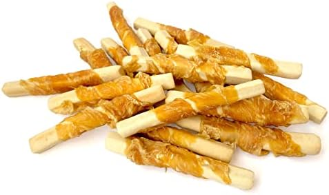 Rena's Recipe Chicken Wrapped Biscuit Twists Dog Treats, 8 oz | Crunchy Biscuit Sticks Wrapped with Real Chicken and Glucosamine