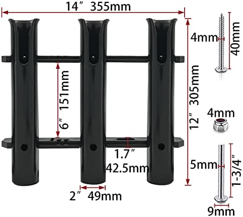 ISURE MARINE Fishing Rod Holder Bracket Wall Mounted Boat Side Mount Tool Holder Tube Links with Screws 2/3/4/6 Pole Tube (White/Black)