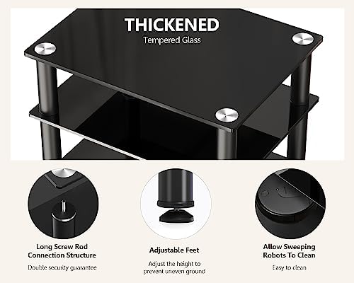 FITUEYES AV Component Media Stand Audio Rack 4-Tier Entertainment Shelves TV Stand for Video Components, Stereo Equipment, Gaming Consoles, Black