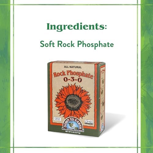 Down To Earth All Natural Fertilizers Organic Rock Phosphate - 0-3-0, 5 lb | Calcium Phosphate, Plant Food for Flower Beds, Vegetable Gardens