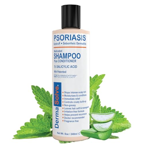 Dermasolve Psoriasis, Seborrheic Dermatitis & Dandruff Shampoo plus Conditioner. Naturally Heals Itchy Flakey Inflamed Skin and Provides Soothing Moisturizing Relief. (8.0 oz)