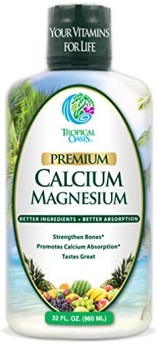 Tropical Oasis Liquid Calcium Magnesium - Natural Formula w/Support for Strong Bones - Liquid Vitamins w/Calcium