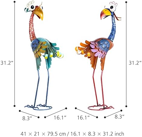 Tooarts Metal Garden Bird Statue Standing Animal Backyard Ornaments Outdoor Sculpture for Lawn Patio Art Decoration