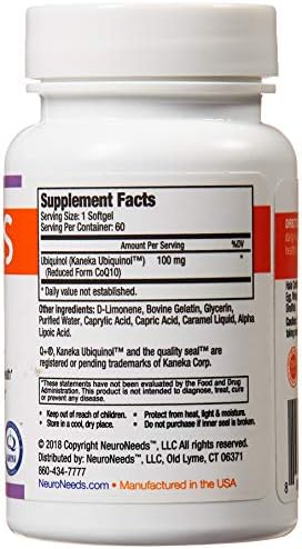 QNeeds® coqh-cf Ubiquinol 100 mg COQ10 Clinically Proven Enhanced Delivery for Maximum Absorption, Enhanced Mitochondrial Support