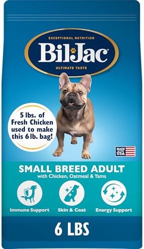Bil-Jac Small Breed Adult Dry Dog Food with Chicken & Probiotics | 6 lb | Fresh Chicken Is #1 Ingredient with Easy-to-Chew Bites, Probiotics & Omega Fatty Acids for Energy, Digestion & Skin Health