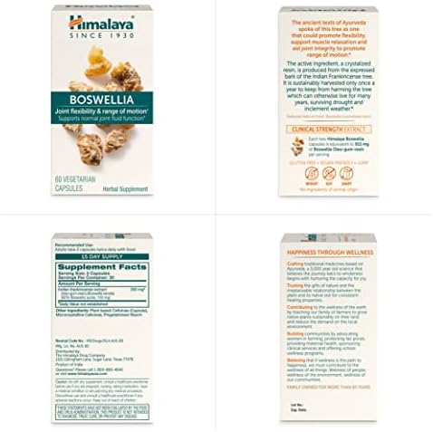 Himalaya Boswellia Extract Supplement for Joint Health, 250 mg,120 Capsules