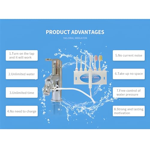Water Flosser for Family Use 3 Jet Tips & 3 Toothbrush for Faucet & Shower, Oral Irrigator Non-Electric Safety , Dental Oral Care Tooth Cleaning