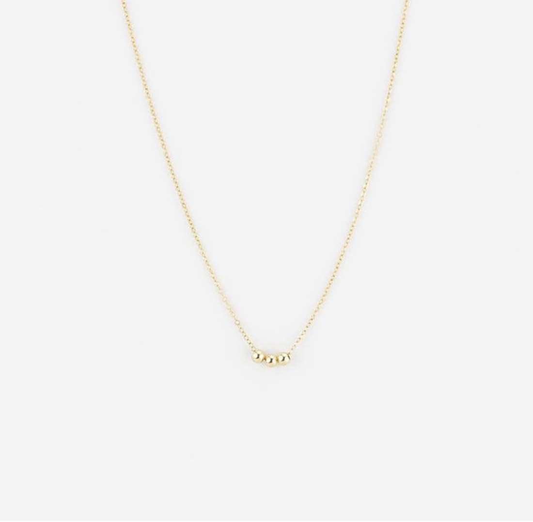 itianxi Dainty Cross Charm Pendant Necklaces,14K Gold Tiny Three Ball Necklace,Simple Fashion Jewelry for Women