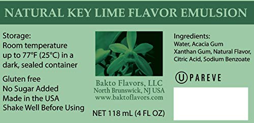 Bakto Flavors Natural Key Lime Flavor Emulsion, 4 Fluid Ounces