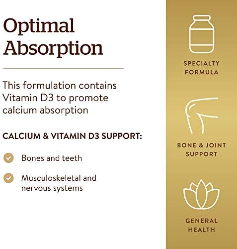 Solgar Calcium Citrate with Vitamin D3, 240 Tablets - 60 Servings | Promotes Healthy Bones & Teeth, Supports Musculoskeletal & Nervous Systems