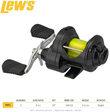 Lews Fishing WMR5, Signature Series Crappie Reel (Clam Pack),Black