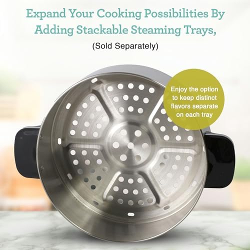 Euro Cuisine FS3200 Electric Food Steamer, Versatile Vegetable Steamer & Steam Cooker for Healthy Cooking, Ideal for Fish, Veggie, Meat, Easy Cleaning