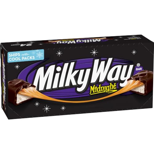 MILKY WAY Dark Chocolate Candy Bars, Midnight Dark, Full Size, 1.76 oz (Pack of 24) Chocolate Bars Bulk