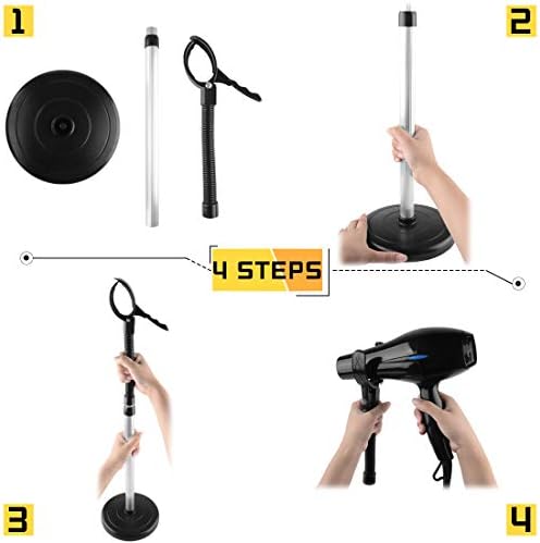 Hair Dryer Stand, 360 Degree Rotating Lazy Hair Dryer Stand Hand Free With Heavy Base, Hands-Free Blow Dryer Holder Countertop