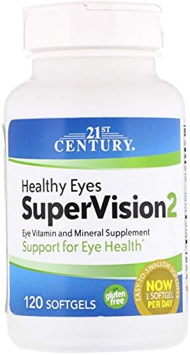 21st Century Healthy Eyes SuperView Eye Vitamin Softgels, 120 Count | High-Potency Eye Vitamin & Mineral Softgels with Vitamin C, Compare VS. Bausch + Lomb PreserVision® AREDS 2 Formula, Non-GMO