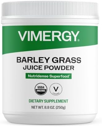 Vimergy Barley Grass Juice Powder, Organic Superfood, 250g, 63 Servings | Clean Nutrient-Dense Superfood*, Powerful Antioxidants for Cardiovascular Health*, Vegan, Gluten-Free