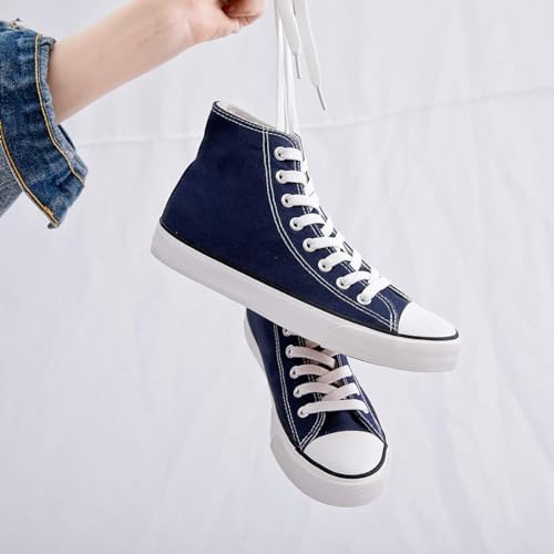Womens Canvas Sneakers High Top Lace ups Casual Walking Shoes