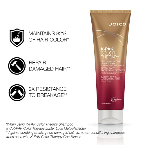 Joico K-PAK Color Therapy Color-Protecting Shampoo & Conditioner Set | For Color-Treated Hair | Boost Shine | Improve Elasticity | Repair Breakage | Rebuild Damaged Hair | With Keratin & Argan Oil