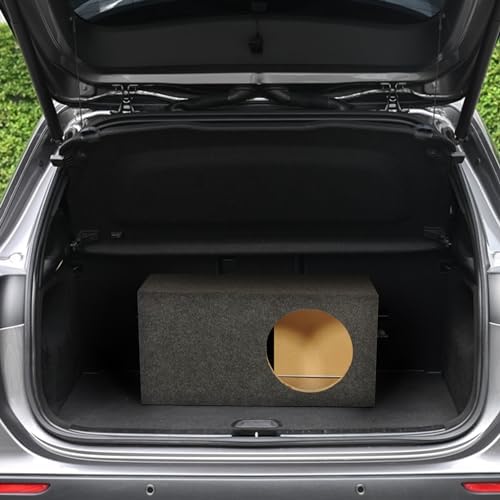 QPower 15 Inch Heavy-Duty Single Vented Carpet Covered Durable Car Audio Vehicle Subwoofer Enclosure Woofer Box, Charcoal Gray