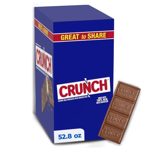 CRUNCH Full-Size Candy Bar, Creamy Milk Chocolate with Crunchy Crisped Rice, 36 Individually Wrapped Bars, 1.55 oz Each