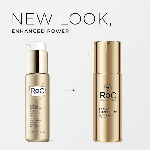 RoC Retinol Correxion Wrinkle Filler for Deep Wrinkles with Hyaluronic Acid | 1oz retinol serum for face, skin care for women and men, visibly reduce fine lines, clinically proven, packaging may vary