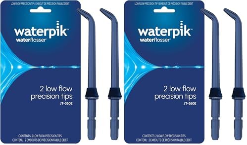 Waterpik Handheld Water Flosser Low-Flow Replacement Tips, 2 Count JT-360E | Genuine Waterpik Brand Precision Refill Nozzles Heads for Every Day Gum Health, Blue, Replace Every 6 Months