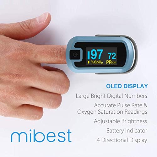 OLED Finger Pulse Oximeter, O2 Meter, Dual Color White/Light Blue