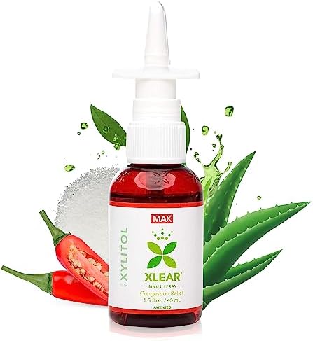 Xlear Max Natural Nasal Spray with Xylitol, 1.5 fl oz (Pack of 4) | Strong Formula with Capsicum and Aloe Vera for Servere Sinus Pressure Relief, Nasal Decongestant, Headache, Dry Nose