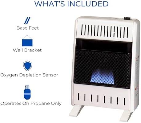 ProCom Heating Liquid Propane Ventless Blue Flame Heater With Base Feet - 10,000 BTU, Manual Control - Model# ML100HBA-B