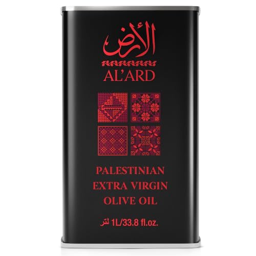 Al'Ard Palestinian Extra Virgin Olive Oil, 500ml Cold Pressed Olive Oil from Palestine, Smooth Balanced Flavor, Premium EVOO, 16.9 Fl Oz Glass Bottle