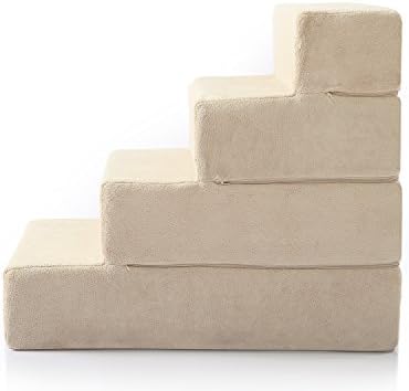 ZINUS Foam 13 Inch 2-Step Step Pet Stairs / Pet Ramp for Cats and Dogs, Extra Small, Beige