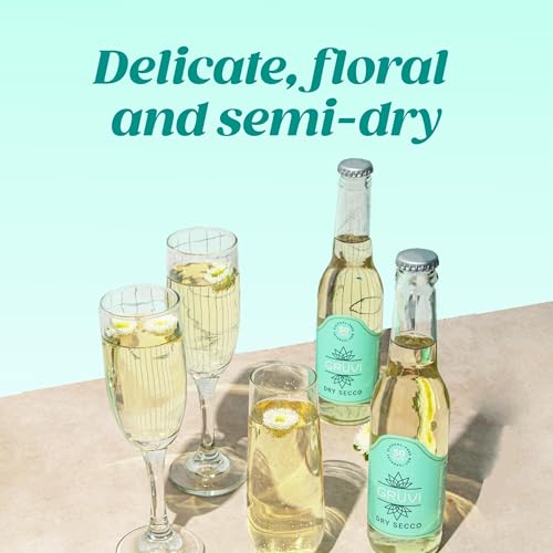 Gruvi Non-Alcoholic Dry Secco, 50 Calories, 8-Pack, 0% ABV, Non Alcoholic Sparkling Wine, Zero Alcohol Wine, NA Wine