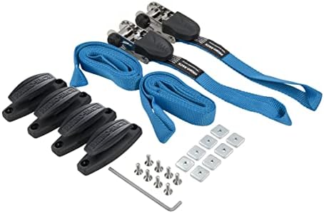 Rhino Rack Pioneer Platform Ratchet Tie Down Kit with Cleats, Easy Use & Installation, Heavy Duty, for All Vehicles, Low Profile, 2 Tie Down Straps