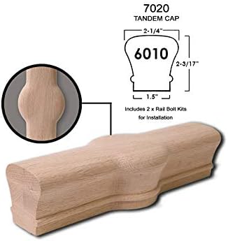 Red Oak 6010-8E 2-1/4 inch Width x 2-3/8 inch Tall Traditional Style Straight Wood Handrail for Stair Remodeling 8 feet Long
