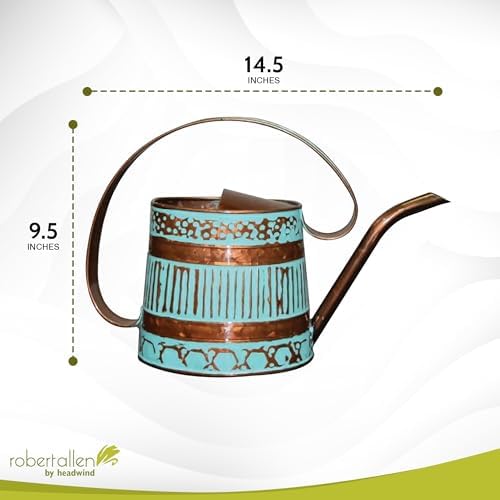 Robert Allen MPT01508 Danbury Metal Watering Can, Teal/Copper