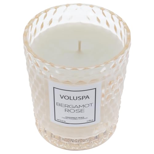 Voluspa Bergamot Rose, Classic Candle Jar, 6.5 oz, 40 Hour Burn Time, Coconut Wax for Clean Burning, Handcrafted in the USA