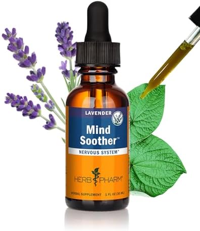 Herb Pharm Mind Soother: Lavender Liquid Herbal Formula with Noble Kava & Lavender Essential Oil for Nervous System Support, Calming & Relaxing, Vegan