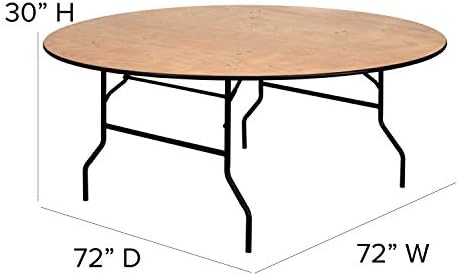 Flash Furniture Furman 6' Round All-Occasion Wood Folding Event Table, Foldable Round Portable Banquet Table with Wooden Top