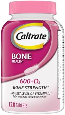 Caltrate 600 Plus D3 Vitamin D and Calcium Supplement Tablets, 120 Count | Highest Level of Vitamin D3