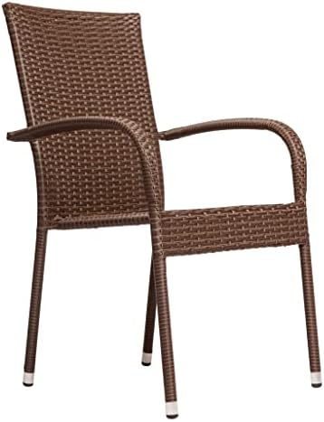 Patio Sense 62664 Morgan Outdoor Wicker Stacking Chairs, Mocha, Set of 4 | Handwoven All-Weather Wicker, Powder-Coated Steel Frame, No Assembly