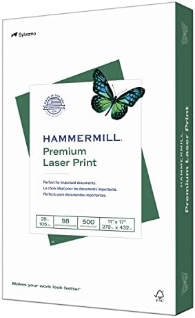 Hammermill Printer Paper, Premium Laser Print 28 lb, 8.5 x 11-1 Ream (500 Sheets) - 98 Bright, Made in the USA, 125534R