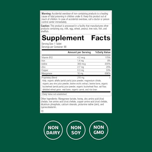 Standard Process Trace Minerals-B12 - Thyroid & Cell Functioning Support with Iodine