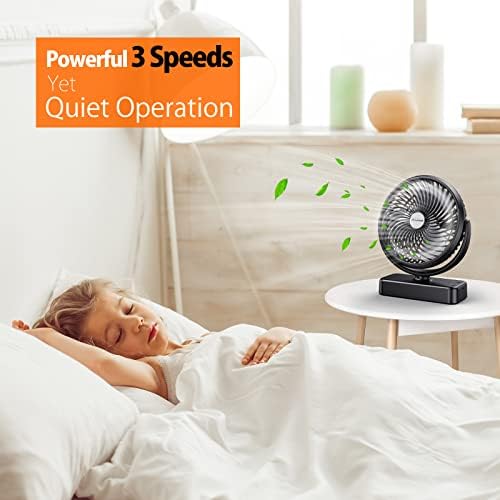 AMACOOL 10000mAh Battery Operated Camping Fan with LED Light-7 inch