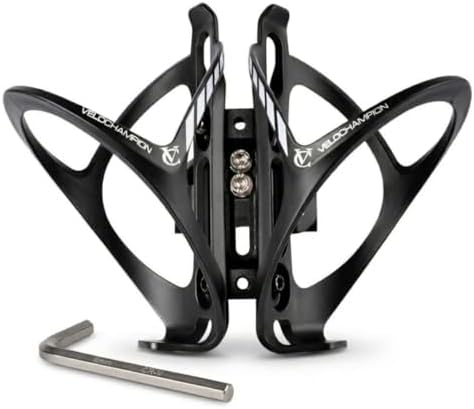 VeloChampion Universal Bike Water Bottle Holder Mount & 2 Cages, Standard | Rear Bike Saddle Bottle Cage Mount for Triathlon & Road Cycling. Holds 2 Bottles up to 750ml, Fits Saddle Rails 50-80mm