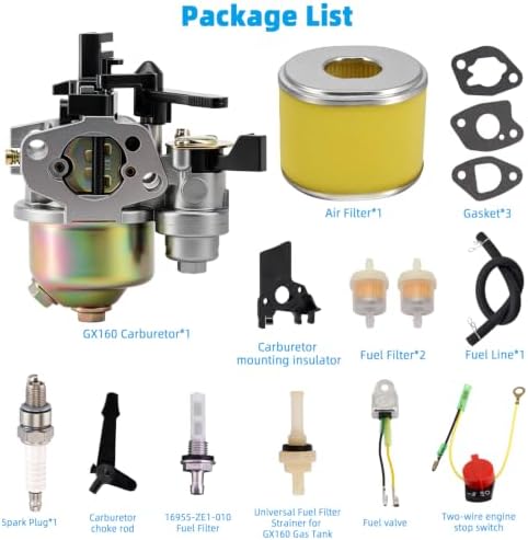 GX160 Carburetor Compatible with 212cc Predator 224cc 196cc 200cc Minibike GX120 GX168 GX200 GX140 Engine 5.5HP 6.5HP Pressure Washer Baja 200 Go