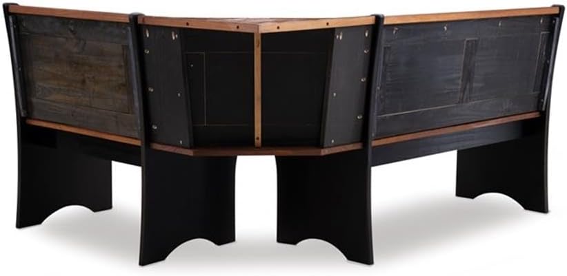 Linon Jackie Solid Wood 3 Piece Conversation Indoor Kitchen Corner Breakfast Dining Nook Set in Black