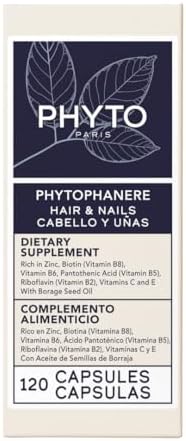 PHYTO Phytophanère Hair Growth Supplement for Women & Men - Biotin, Zinc & Vitamin B6 for Thicker, Stronger Hair & Nails - 120 Capsules, 2-Month Supply