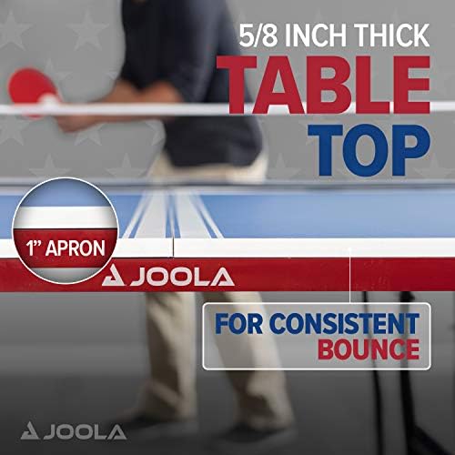 JOOLA Indoor 15mm Ping Pong Table with Quick Clamp Ping Pong Net Set - Single Player Playback Mode - Regulation Size Table Tennis Table - Compact